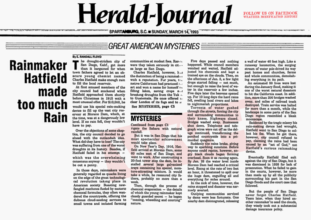 Charles Mallory Hatfield Ο μάγος της βροχής Μικρό ιστορικό Περιθώριο